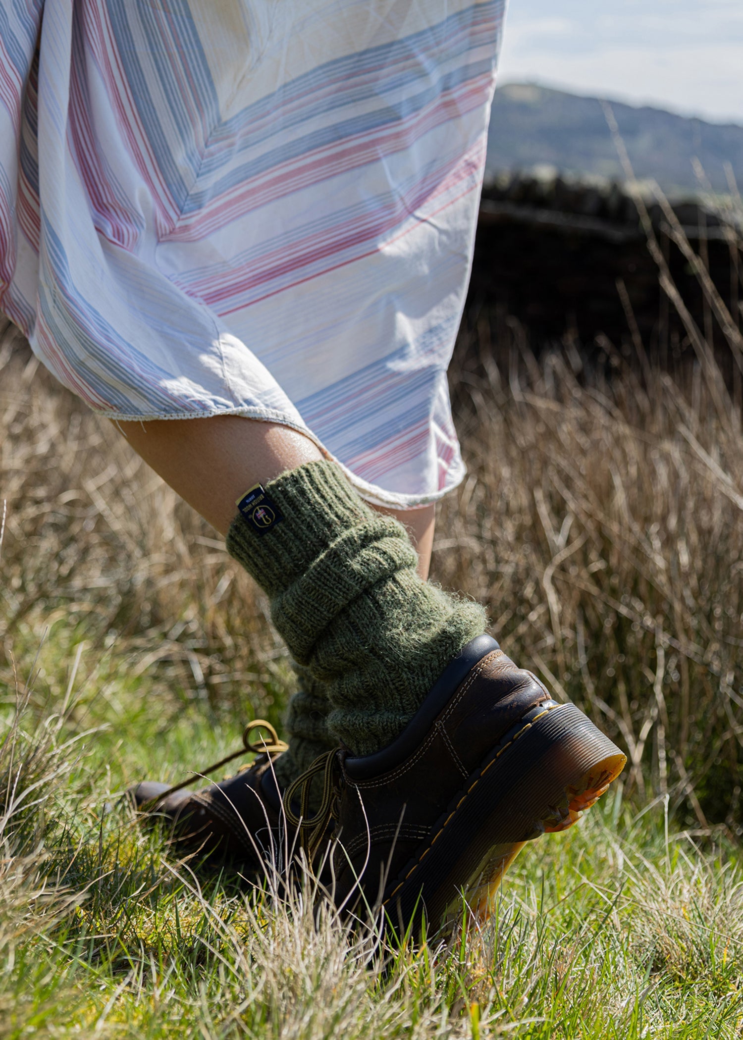100% British Wool Boot Socks for Men & Women – Dark Apple Green Walking Socks