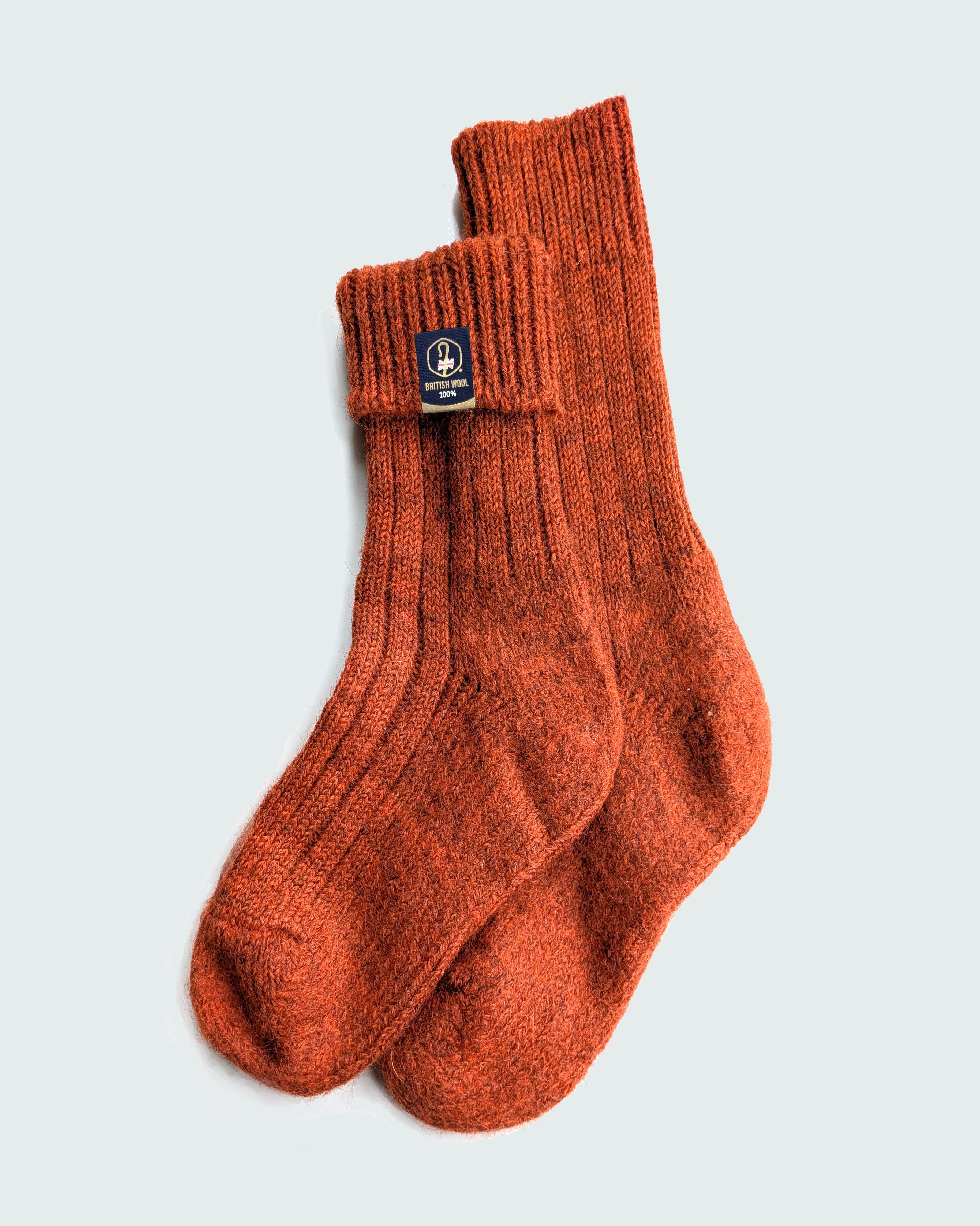 100% British Wool Boot Socks – Burnt Orange Walking Socks