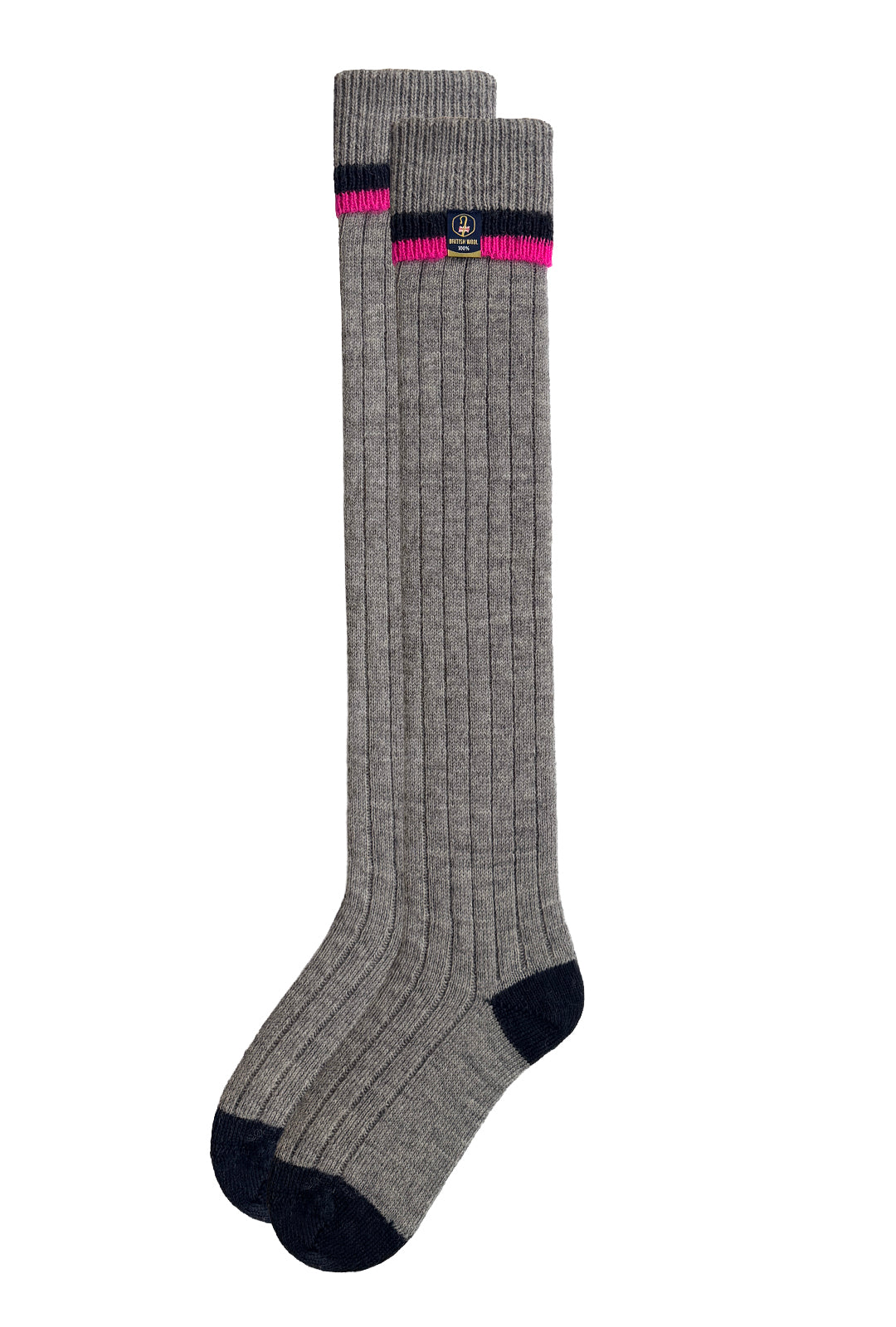 100% British Wool Wellington Boot Socks – Smoke Grey | UK 4-7