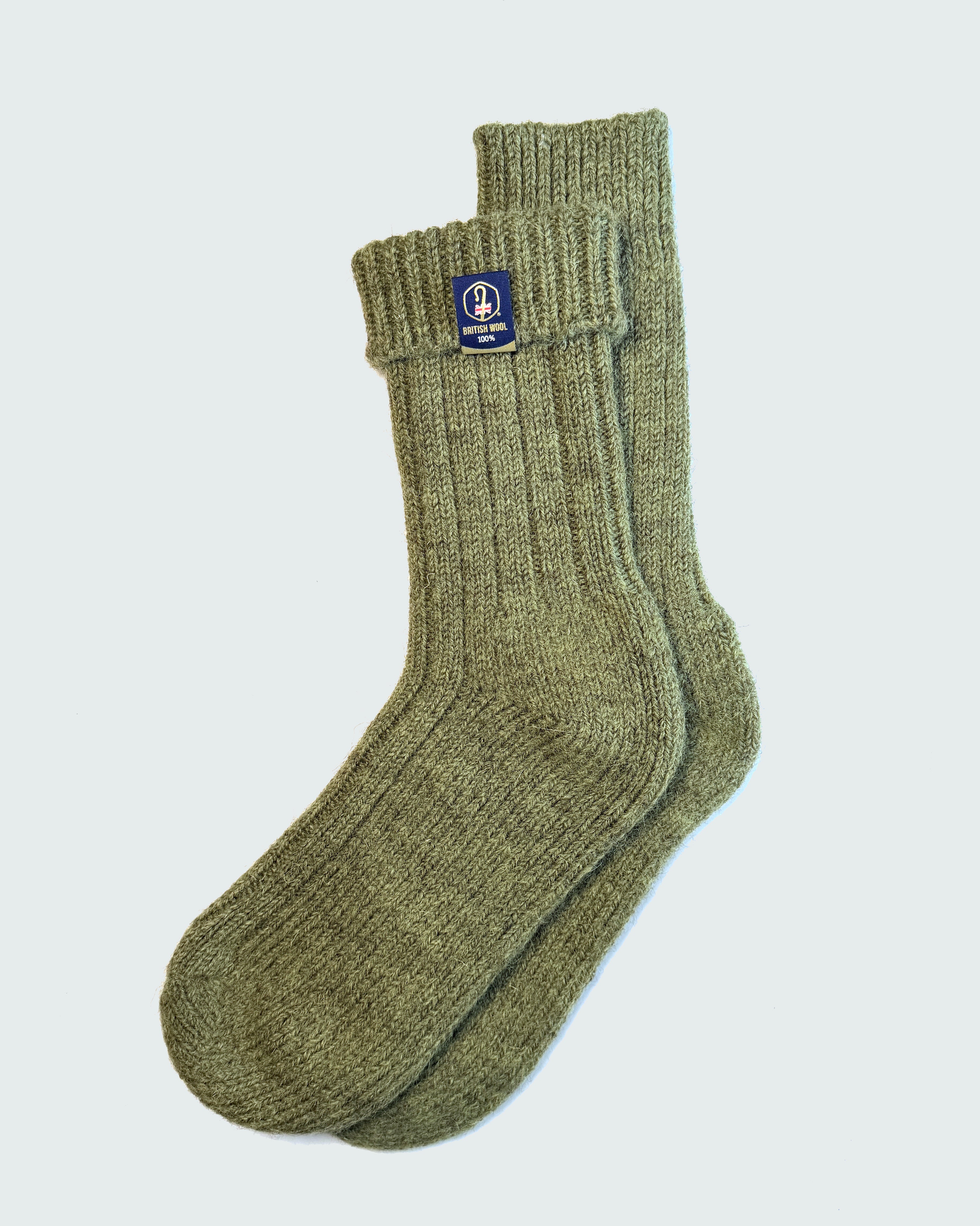 100% British Wool Boot Socks for Men & Women – Dark Apple Green Walking Socks