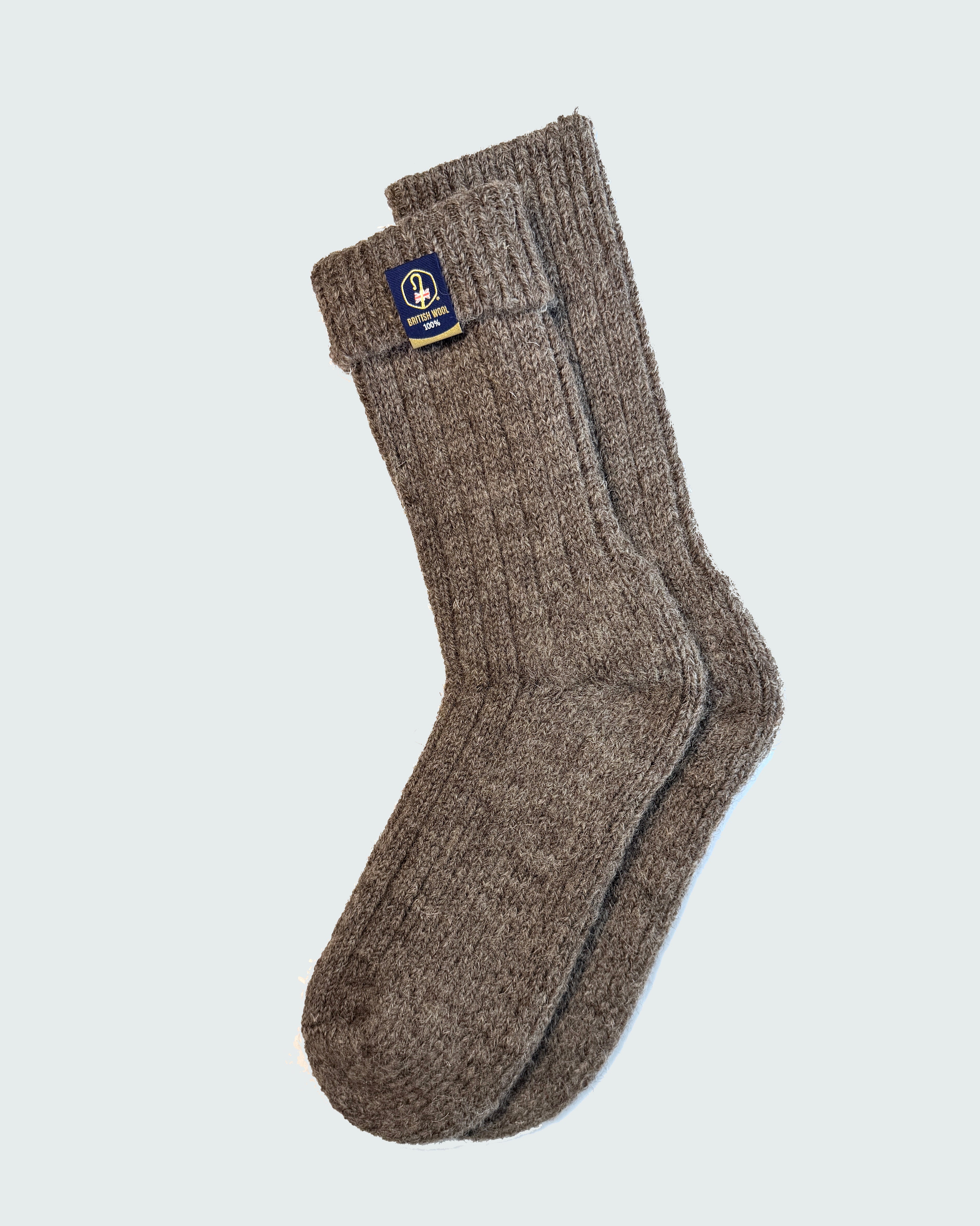 100% British Wool Boot Socks for Men & Women – Mid Grey Natural Walking Socks