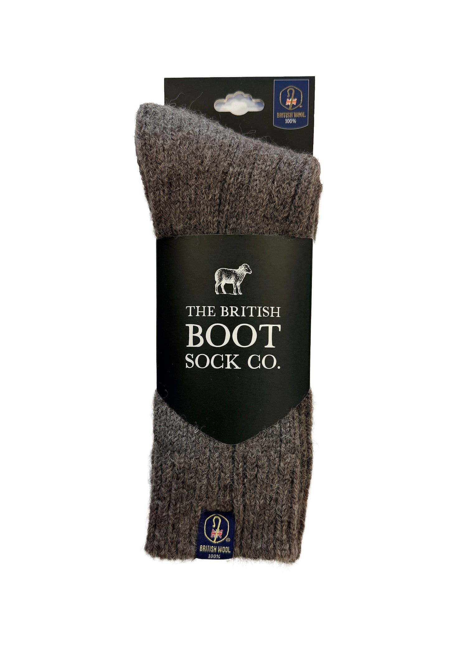 100% British Wool Boot Socks for Men & Women – Mid Grey Natural Walking Socks