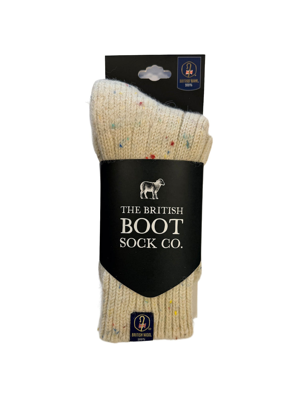 100% British Wool Boot Socks for Men & Women – Rainbow Nepp Cream Walking Socks