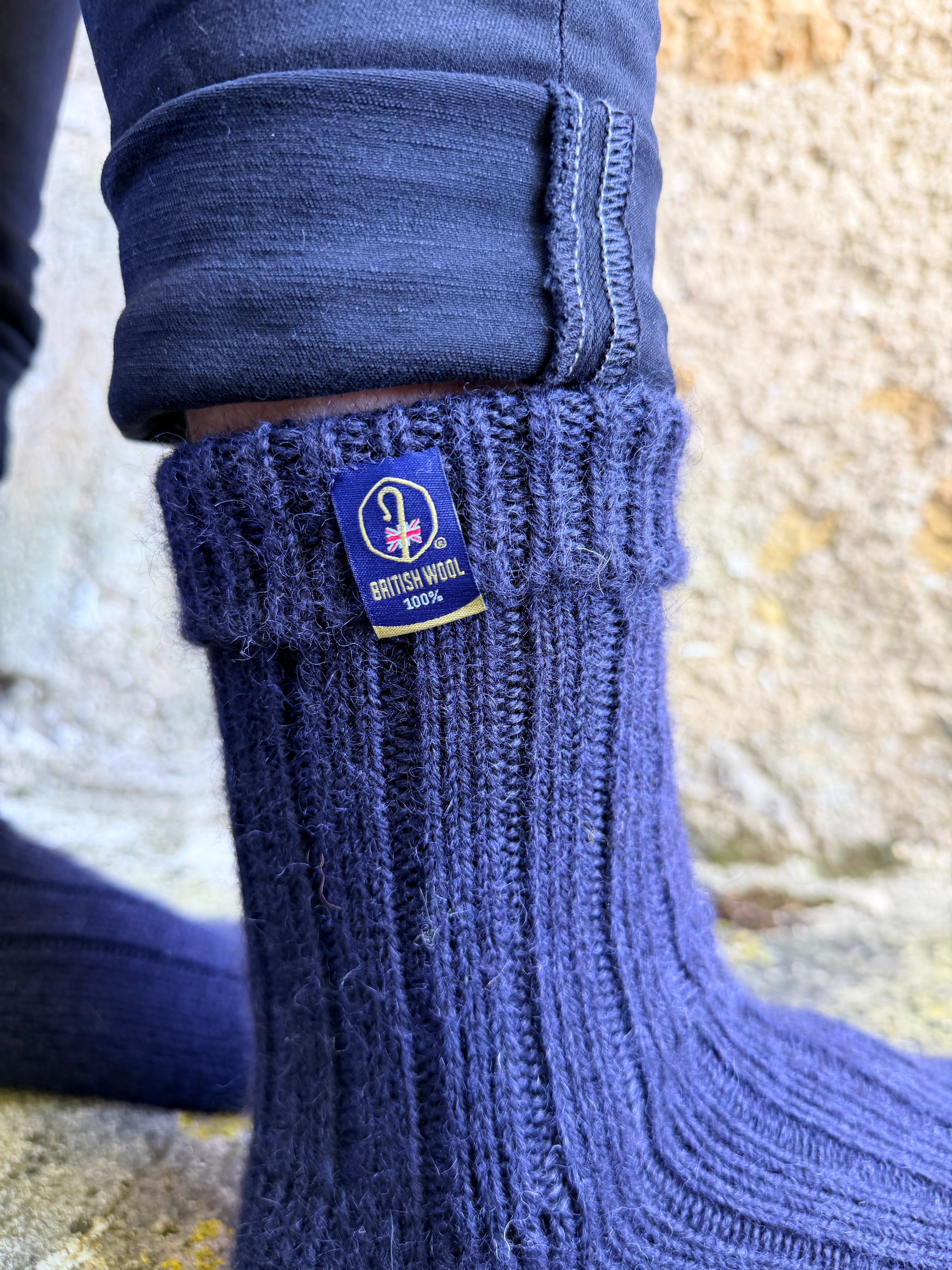 100% British Wool Boot Socks for Men & Women – Navy Blue Walking Socks