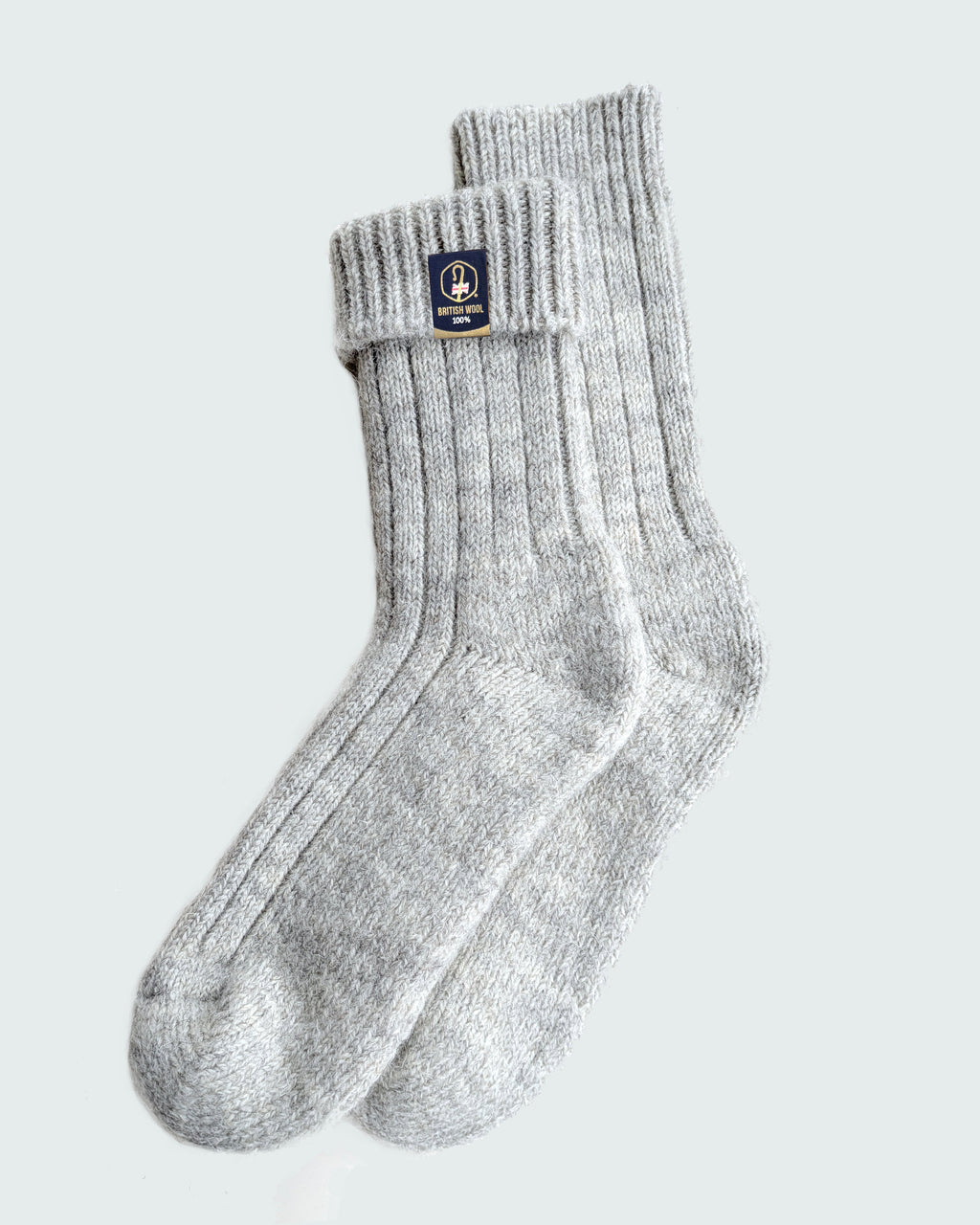 100% British Wool Boot Socks for Men & Women – Light Grey Natural Walking Socks
