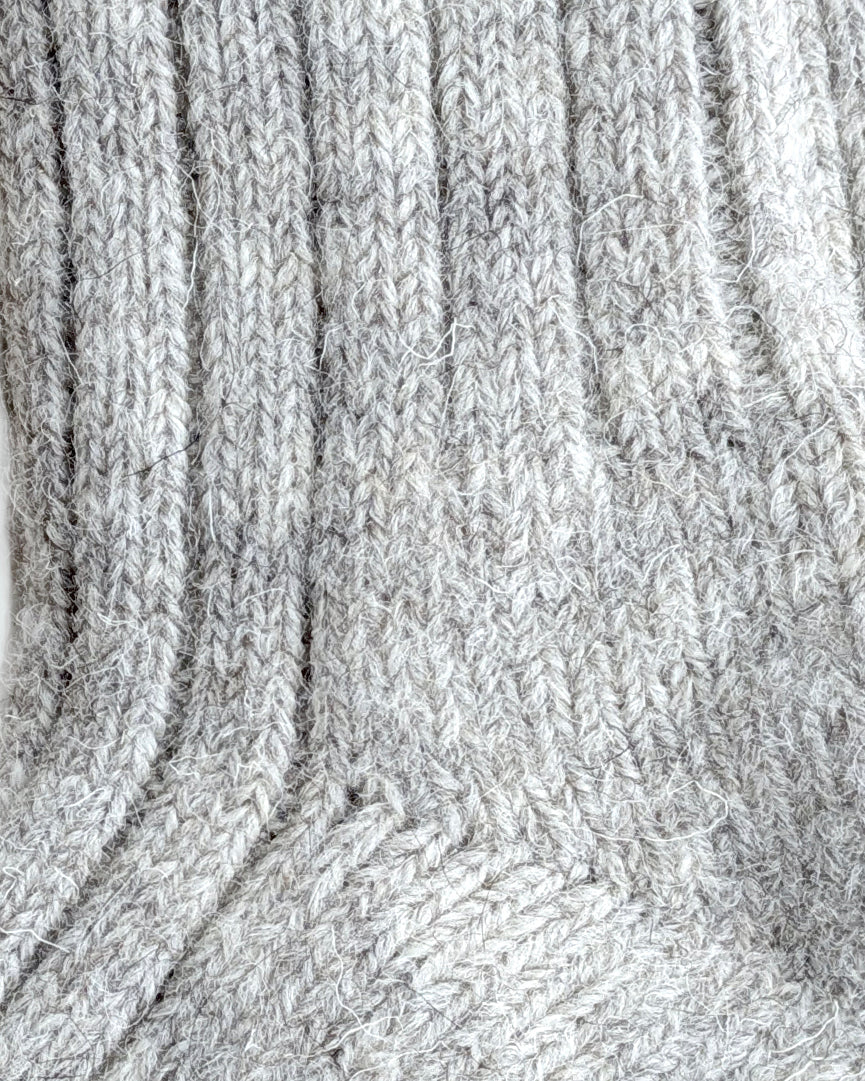 100% British Wool Boot Socks for Men & Women – Light Grey Natural Walking Socks