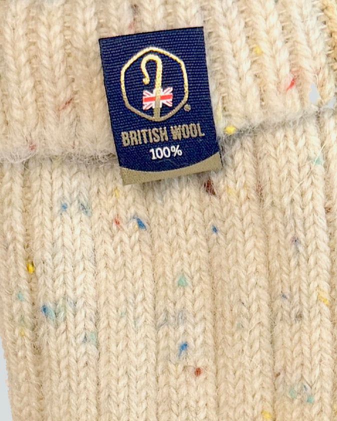100% British Wool Boot Socks for Men & Women – Rainbow Nepp Cream Walking Socks