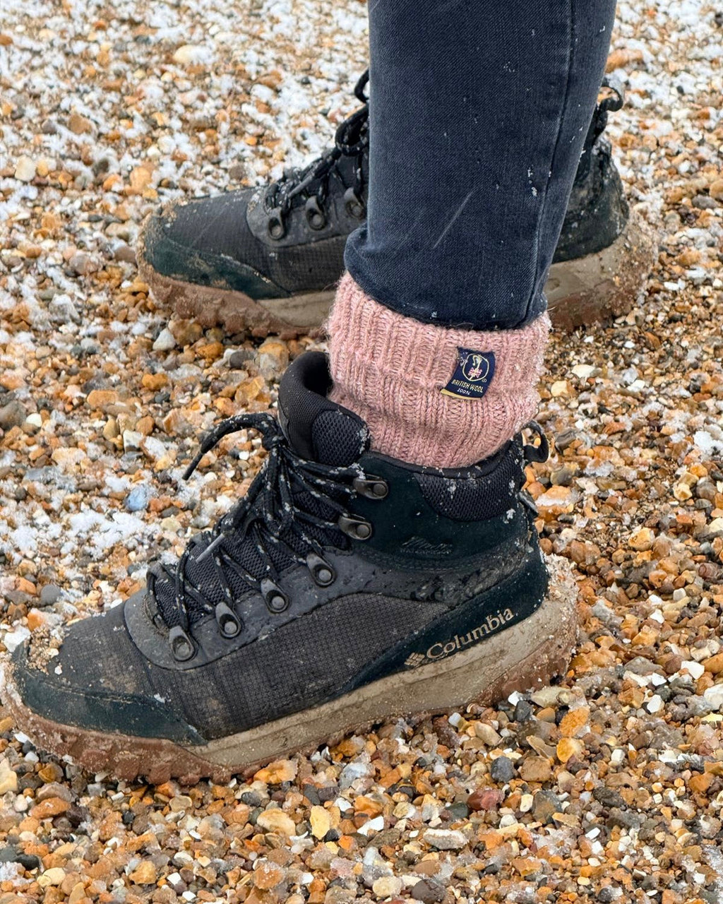 100% British Wool Boot Socks – Secret Blush Pink Walking Socks