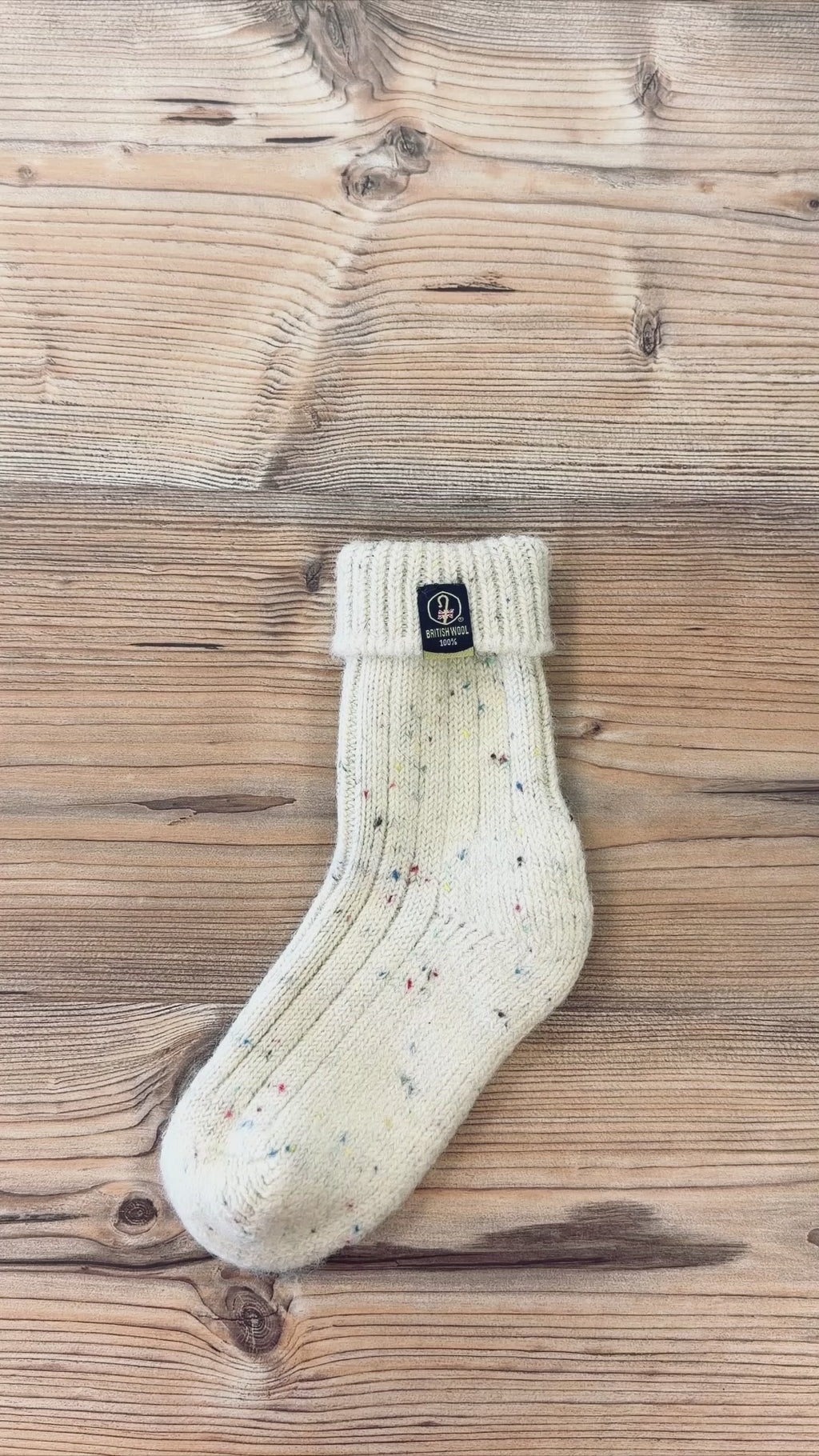 100% British Wool Boot Socks for Men & Women – Rainbow Nepp Cream Walking Socks
